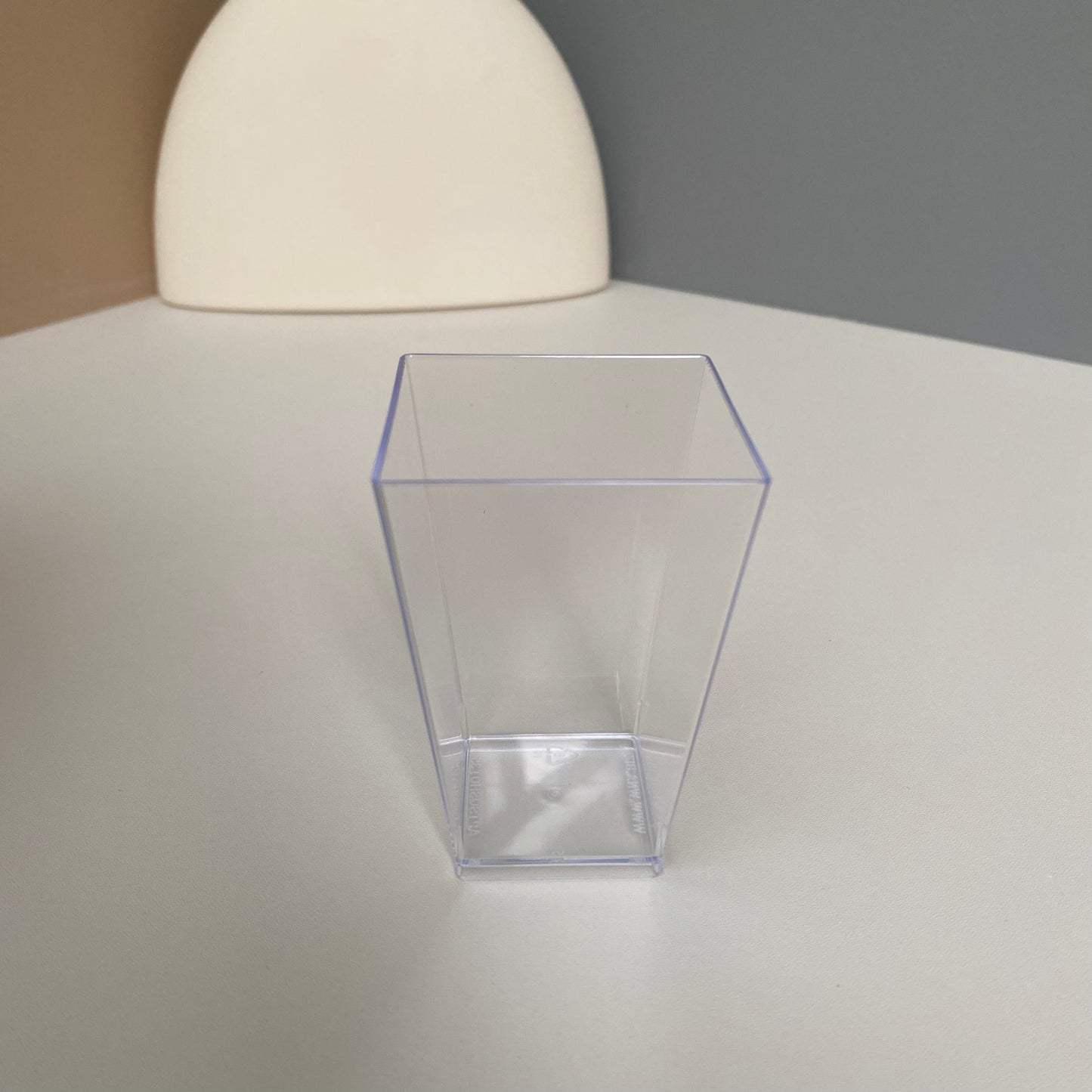 100 sets 3.4oz acrylic clear square cup with clear lid(clear spoon included)