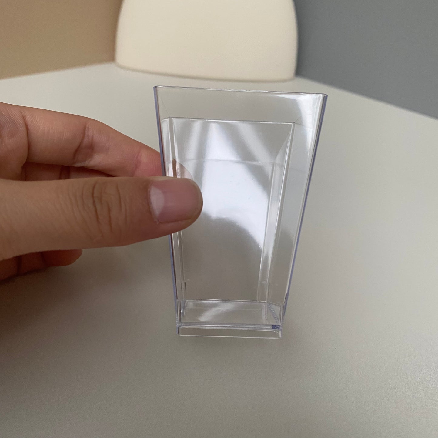 100 sets 3.4oz acrylic clear square cup with clear lid(clear spoon included)