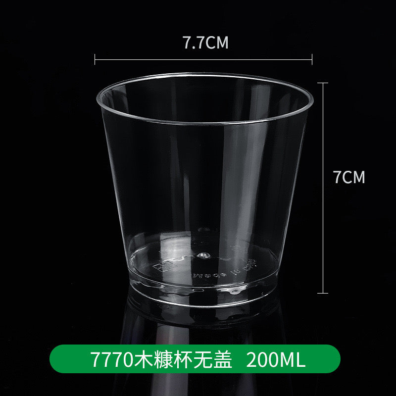 100 sets 200ML acrylic clear round cup with clear lid(clear spoon included)