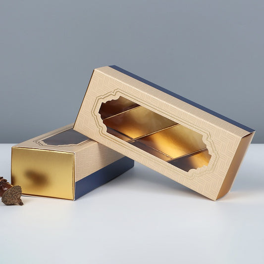 20 boxes chocolate gold paper box with clear window