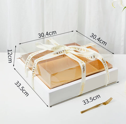 10 boxes big white base box with gold insert and ribbon