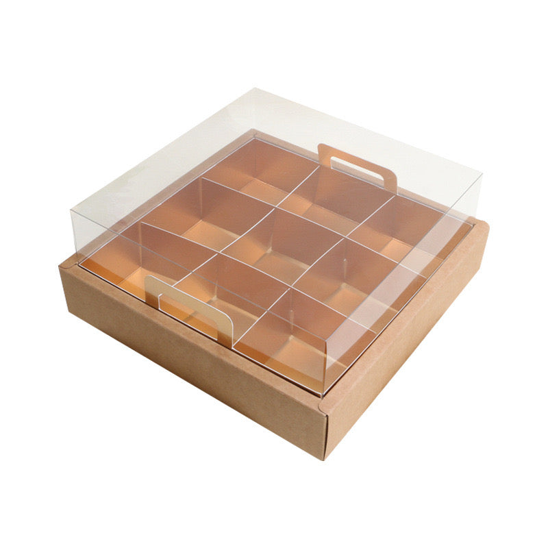 10 boxes 9-compartments kraft base box with gold insert