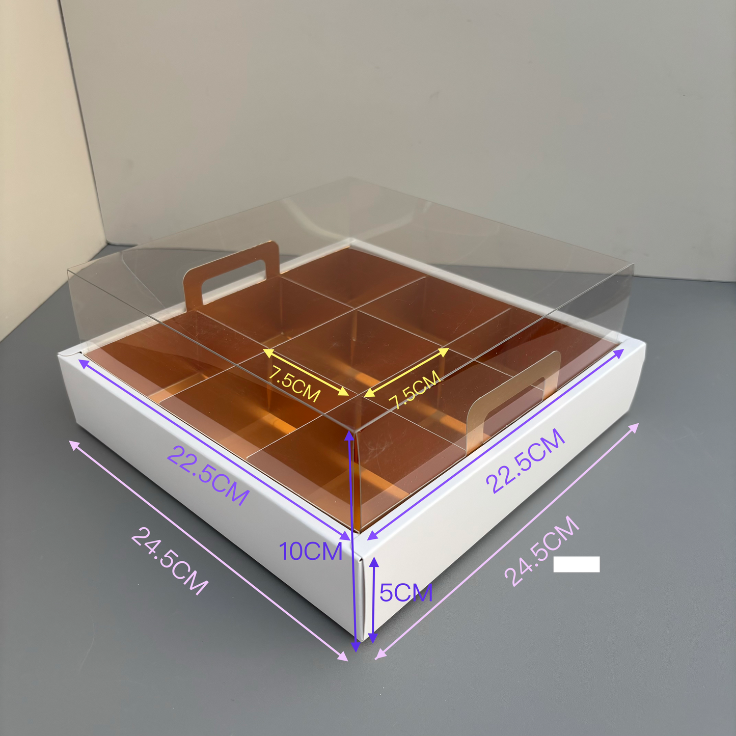 10 boxes 9-compartments white base box with gold insert