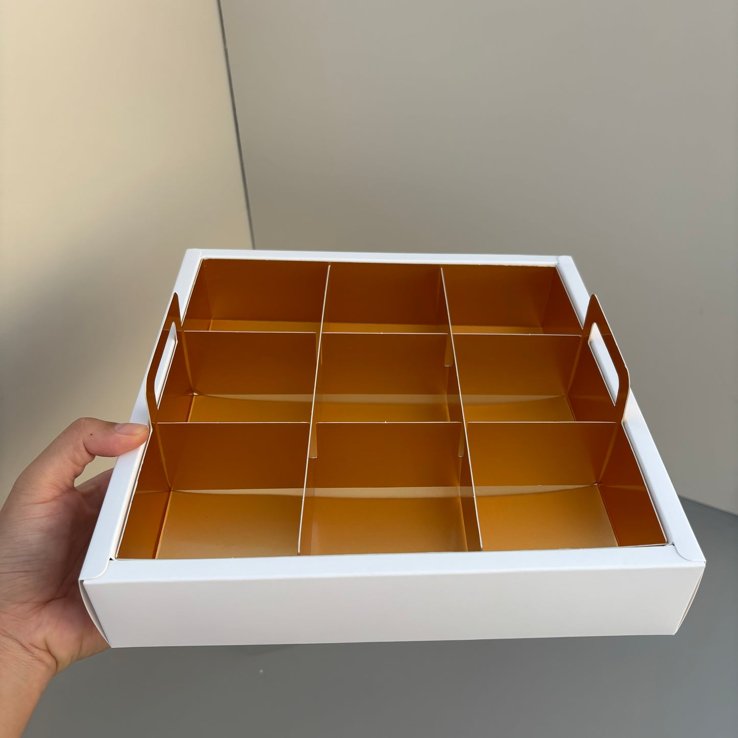 10 boxes 9-compartments white base box with gold insert