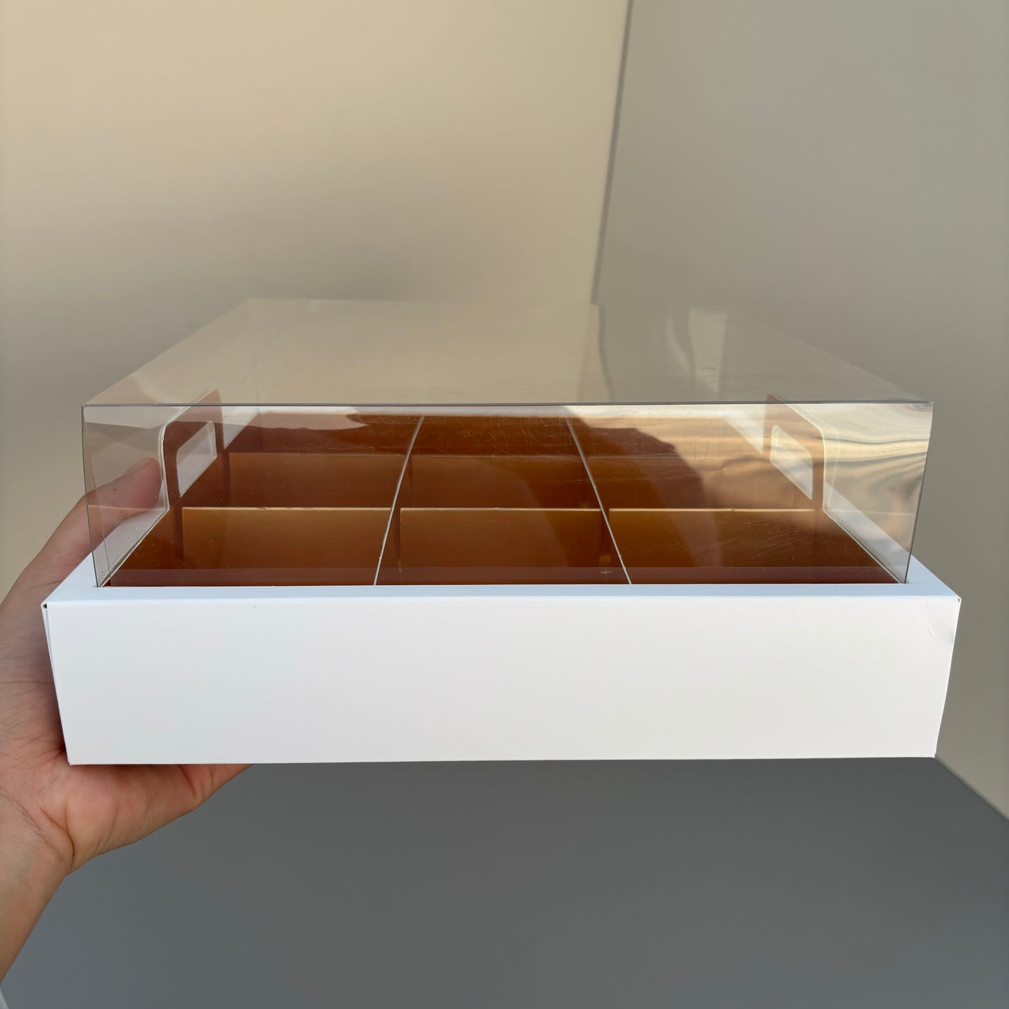 10 boxes 9-compartments white base box with gold insert