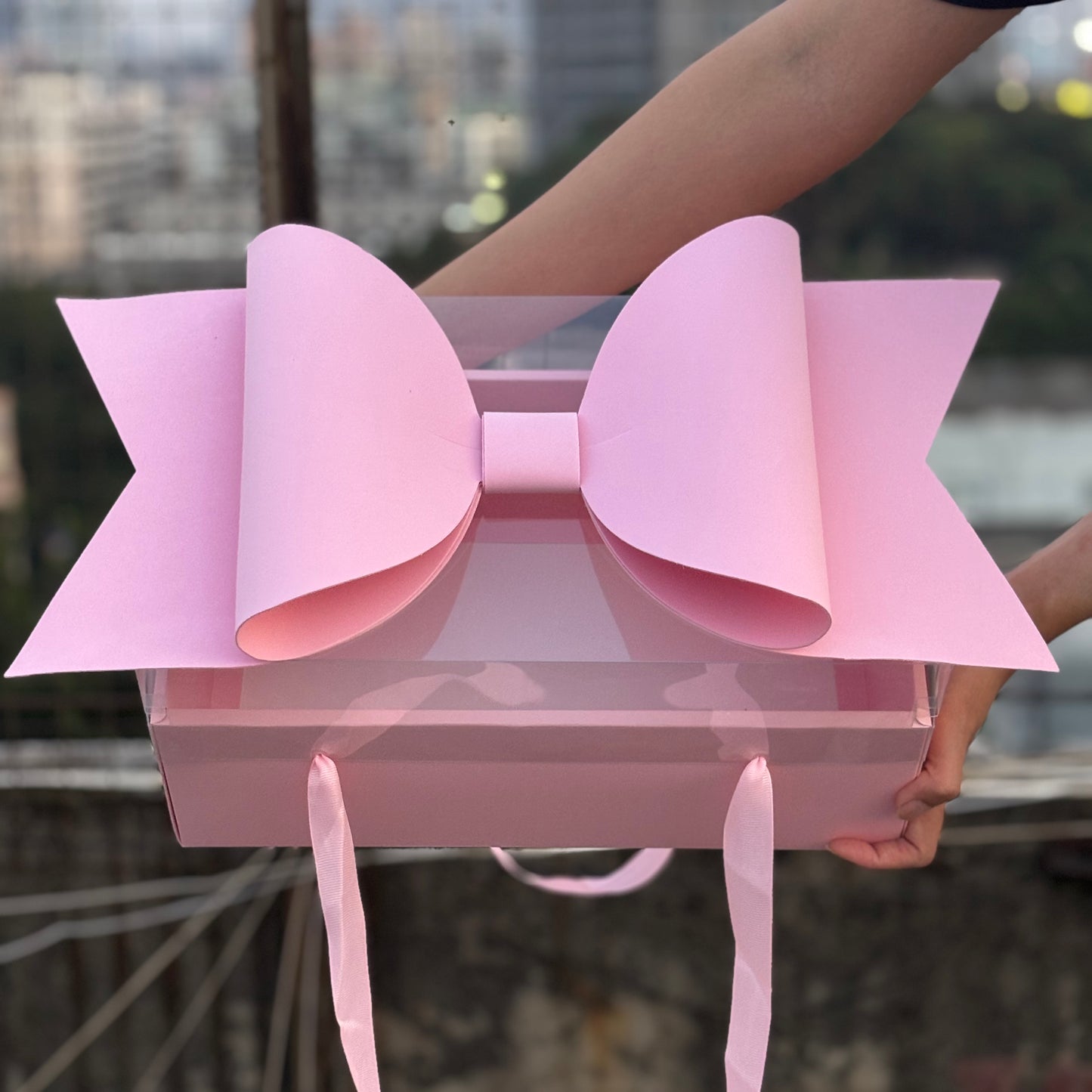 5 boxes Valentine's Day pink gift box with bow tie