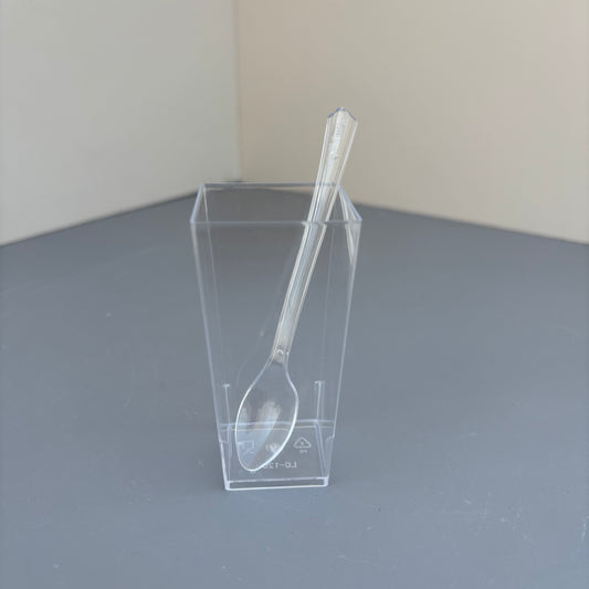 100 sets 3OZ clear acrylic square shooter cup with clear spoon