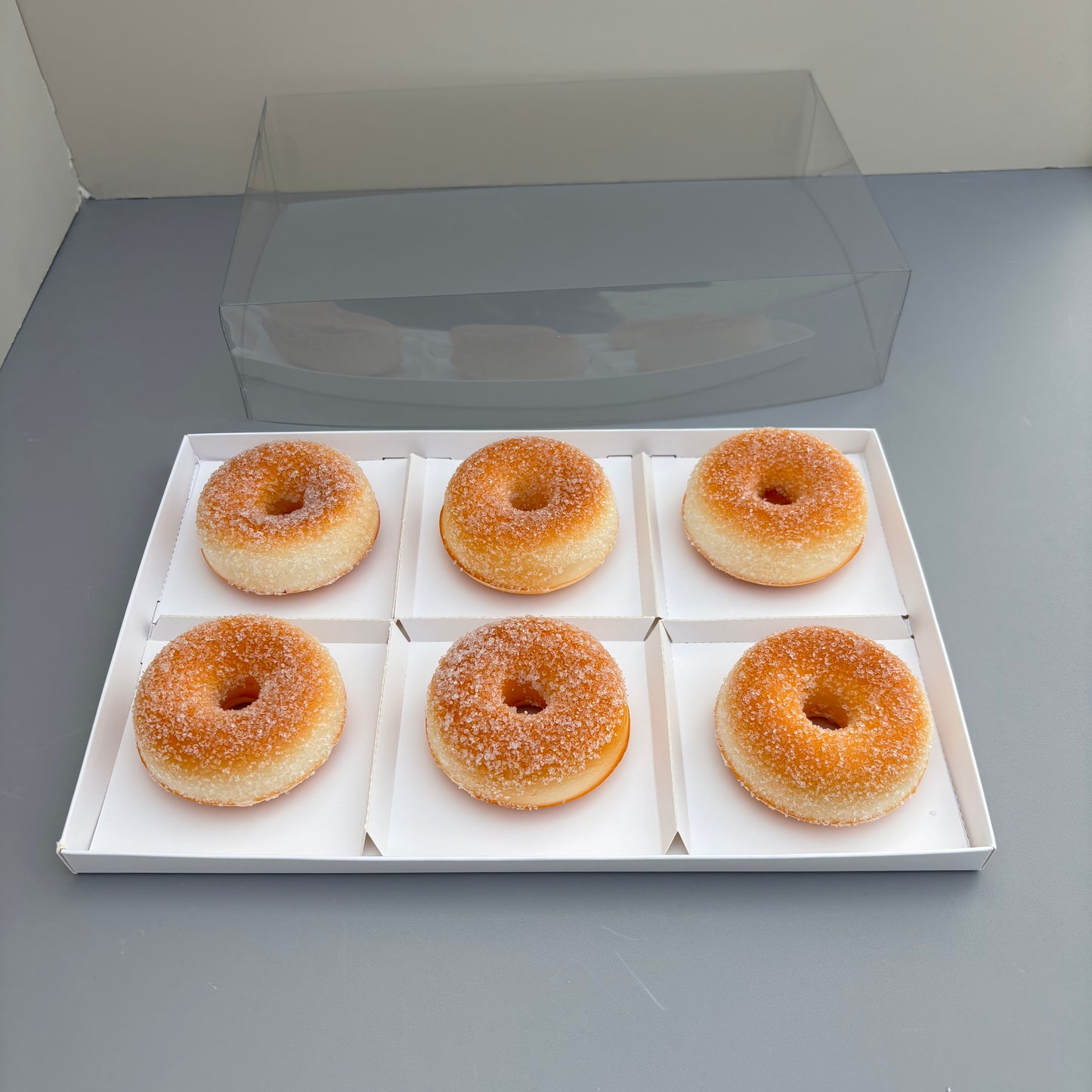 50 boxes 6 - compartments donuts dessert box with clear lid