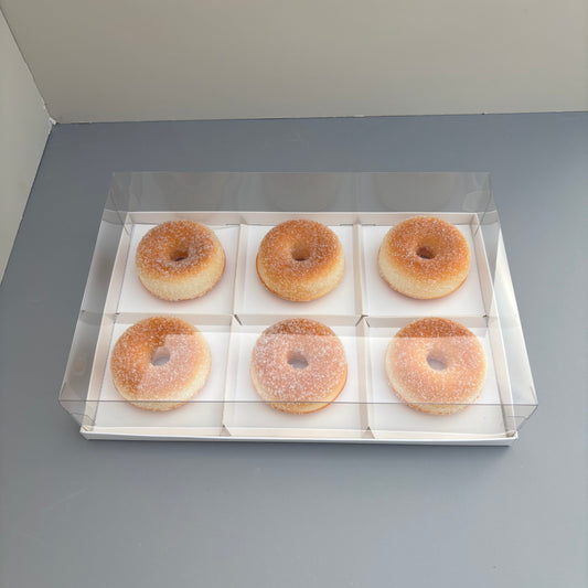 50 boxes 6 - compartments donuts dessert box with clear lid