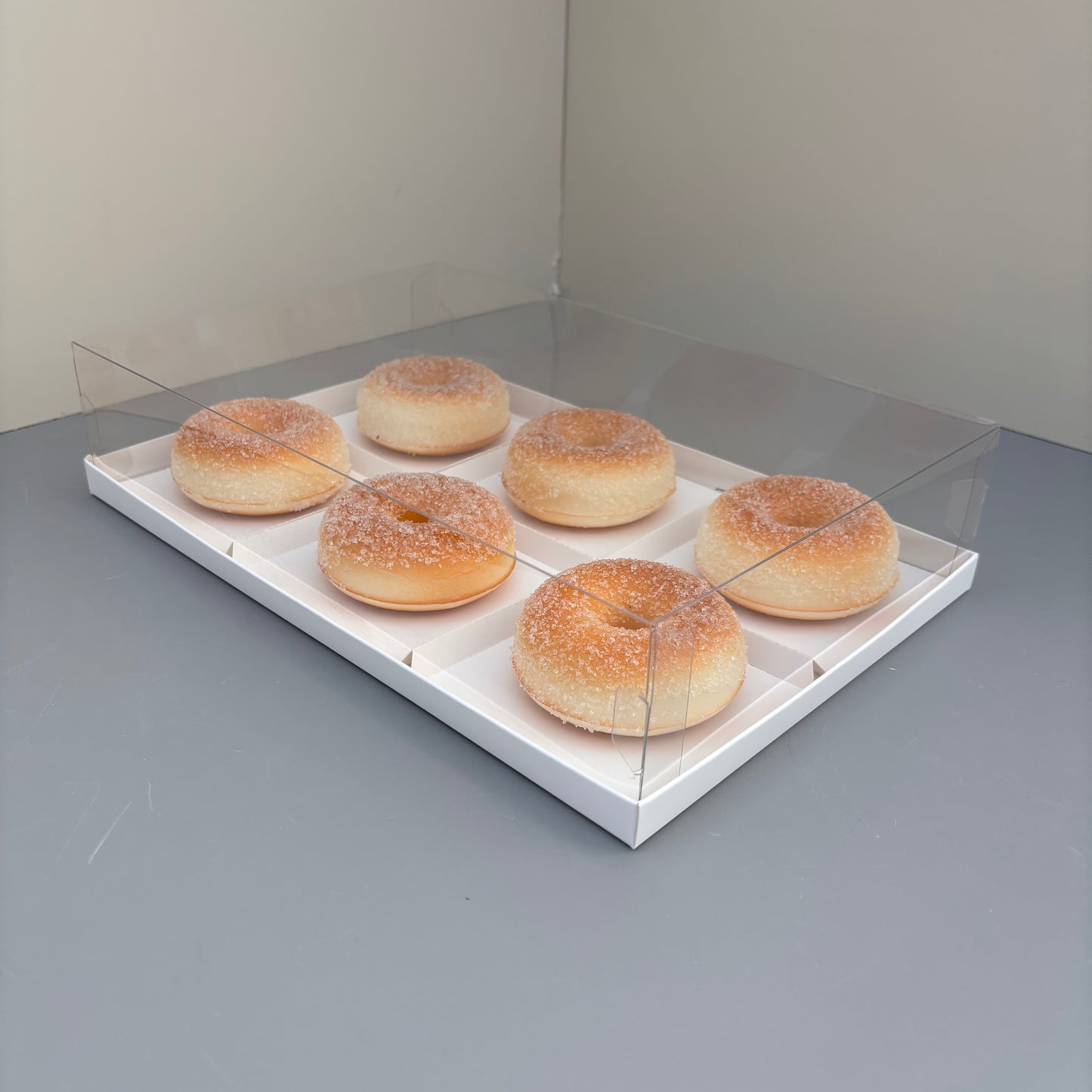 50 boxes 6 - compartments donuts dessert box with clear lid