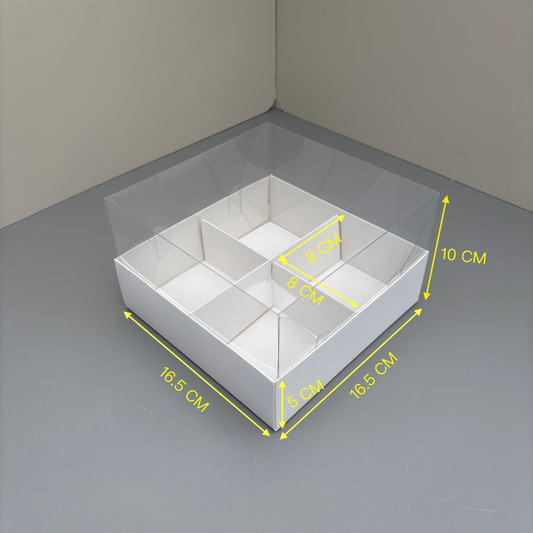 20 boxes 4-compartments white dessert box with clear lid