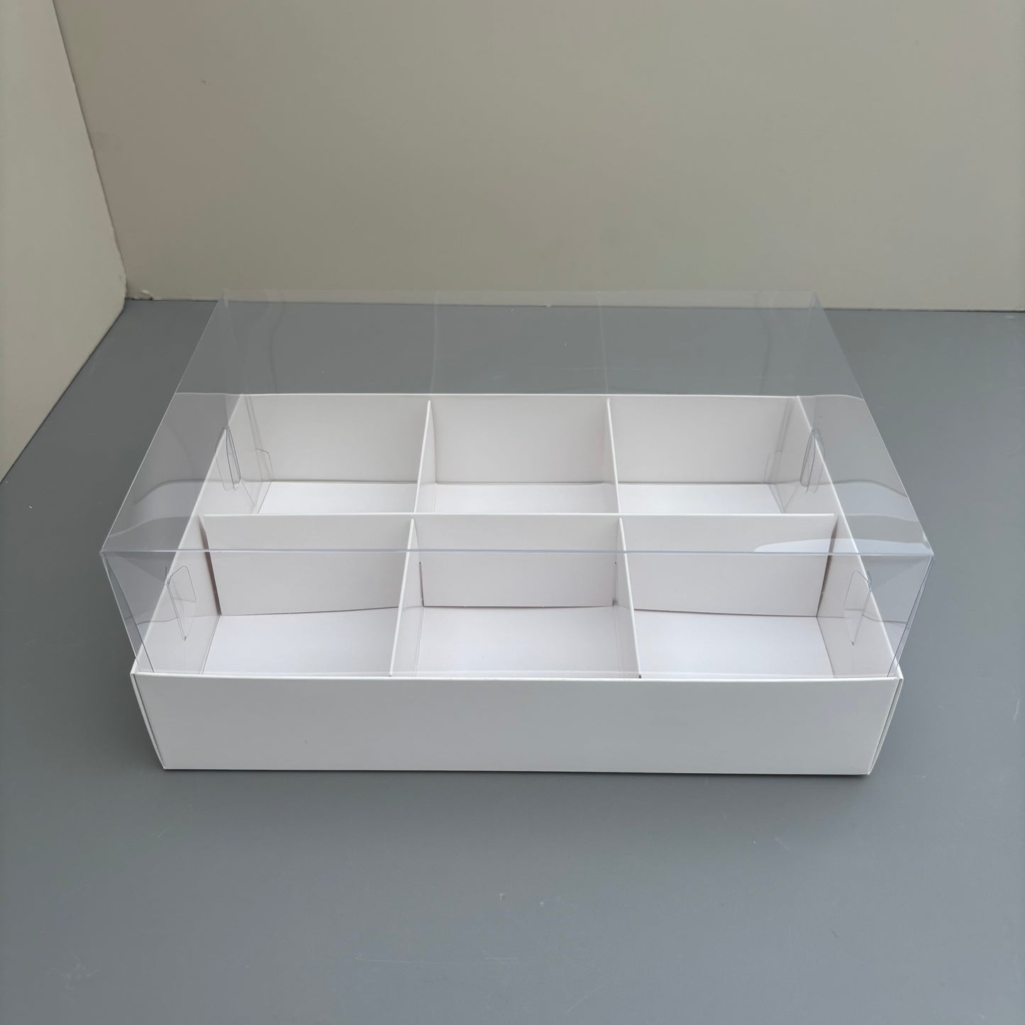 20 boxes 6-compartments white dessert box with clear lid