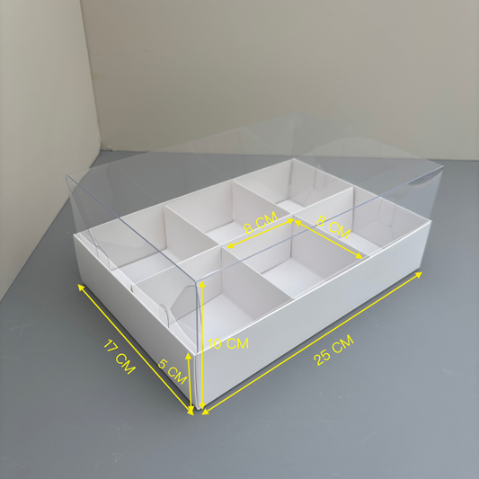 20 boxes 6-compartments white dessert box with clear lid