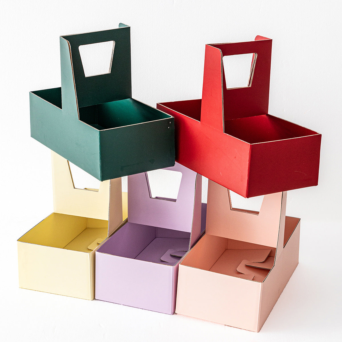 10PCS flower & cake paper handle box with clear cake box