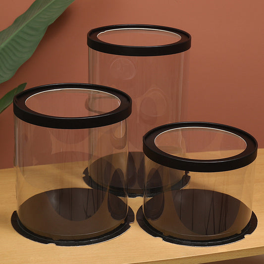 10 boxes Black Round Tall Cake Box with Clear Top Window