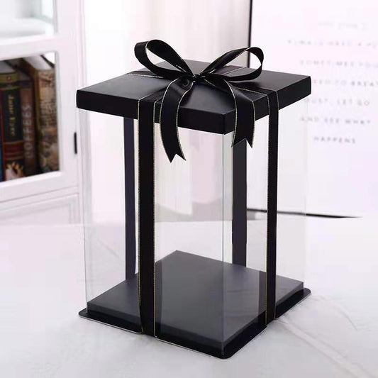 10 boxes Black Square Large PET Clear Cake Box