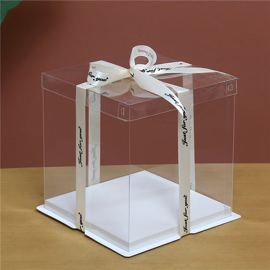 10 boxes Square Large PET Clear Cake Box with Clear Lid