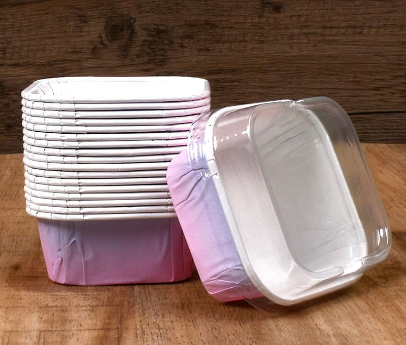 50 pcs Mini Cake Bread Baking Square Pans with Clear Lid