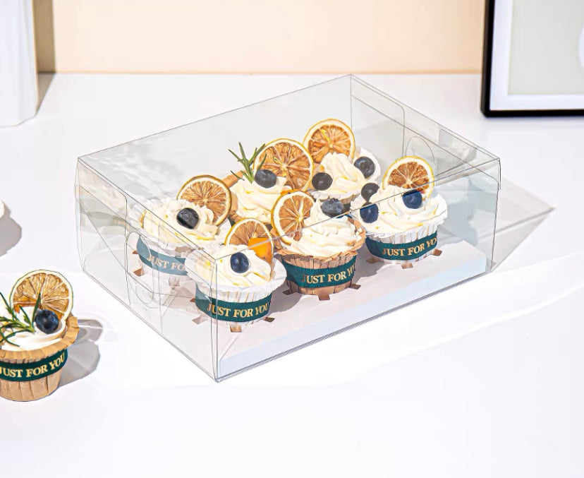 10 boxes 2/4/6/9/12 Holes Clear Cupcake Box with Paper Insert