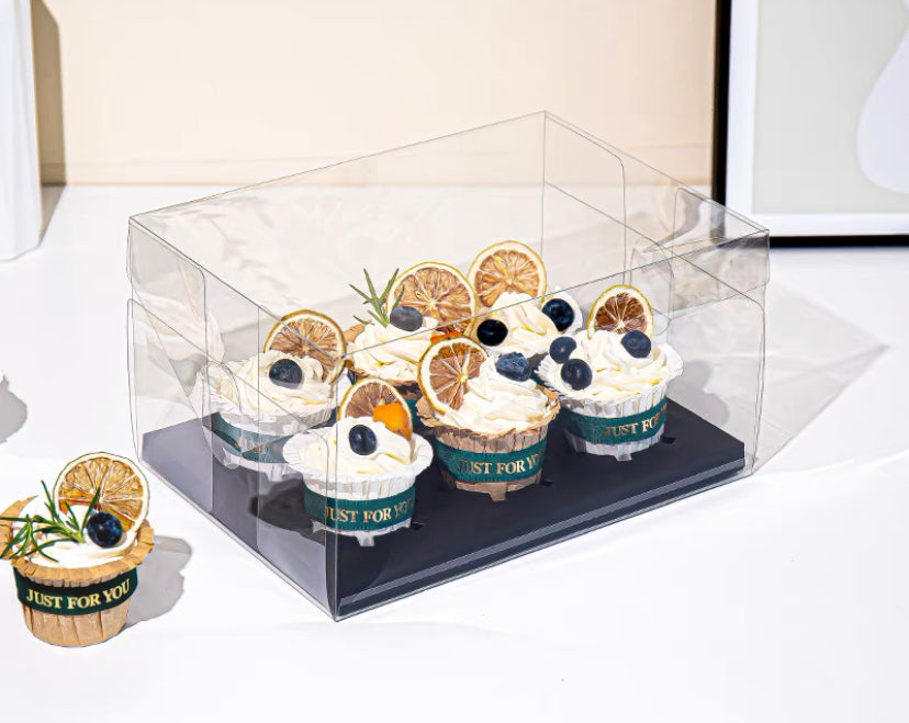 10 boxes 2/4/6/9/12 Holes Clear Cupcake Box with Paper Insert